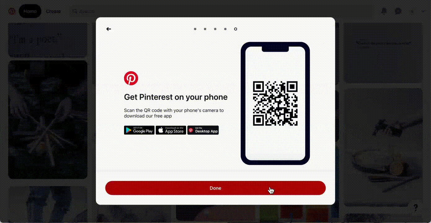 Pinterest's onboarding sequence