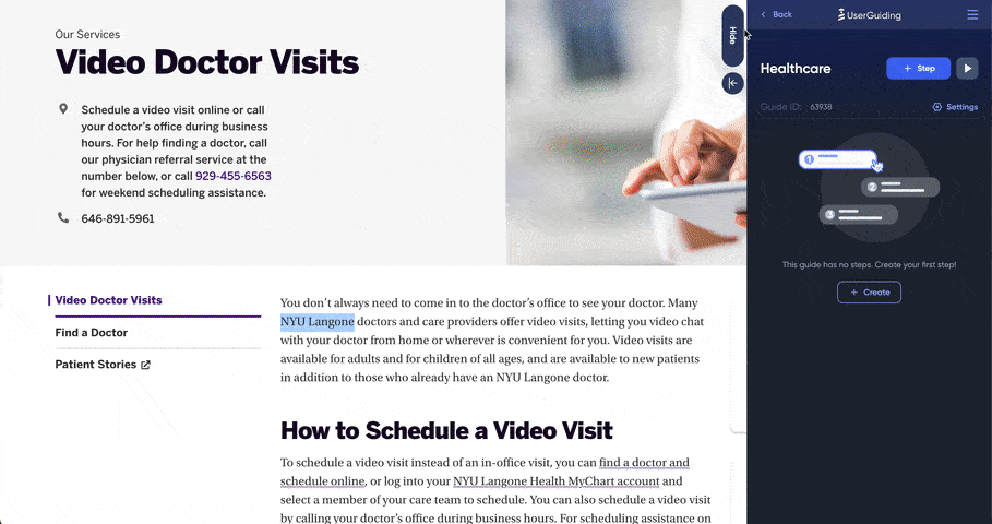healthcare onboarding userguiding