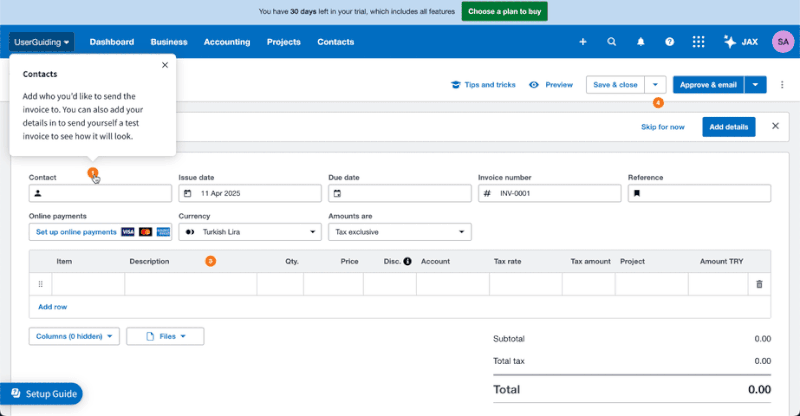 fintech xero onboarding