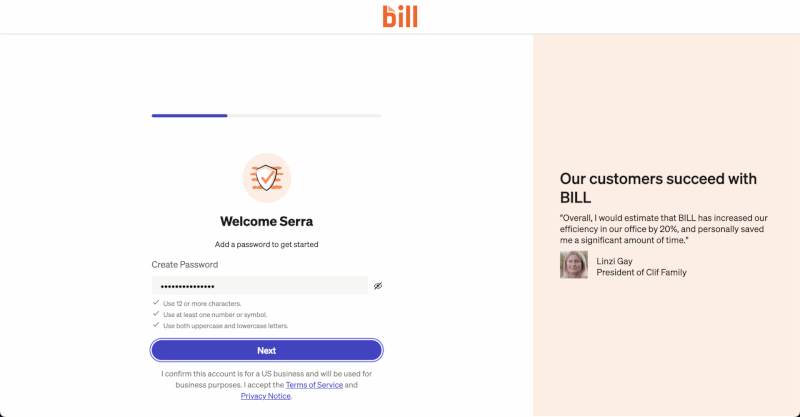 fintech onboarding bill fluxo de cadastro